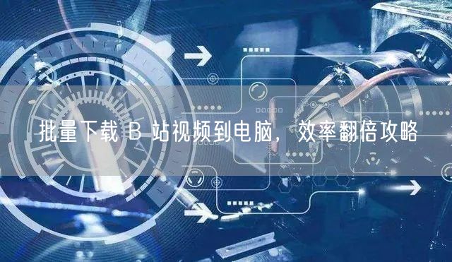 批量下载 B 站视频到电脑，效率翻倍攻略
