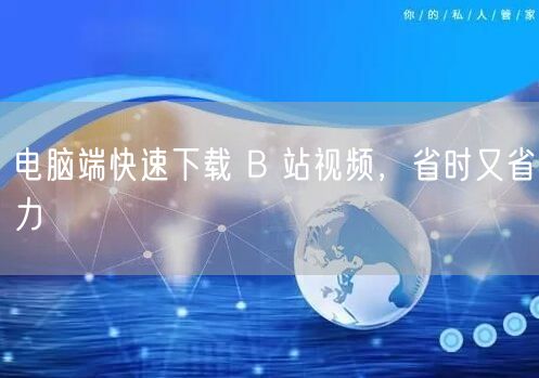 电脑端快速下载 B 站视频，省时又省力