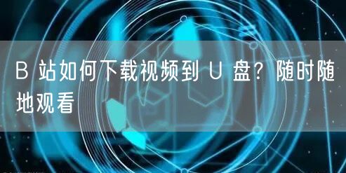 B 站如何下载视频到 U 盘？随时随地观看