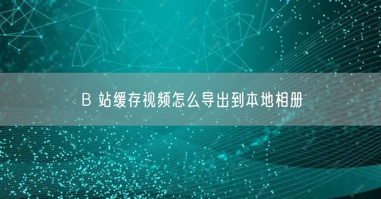 B 站缓存视频怎么导出到本地相册