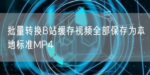批量转换B站缓存视频全部保存为本地标准MP4